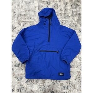 Vintage WOOLRICH anorak windbreaker jacket hoodie nylon pullover mens Small blue